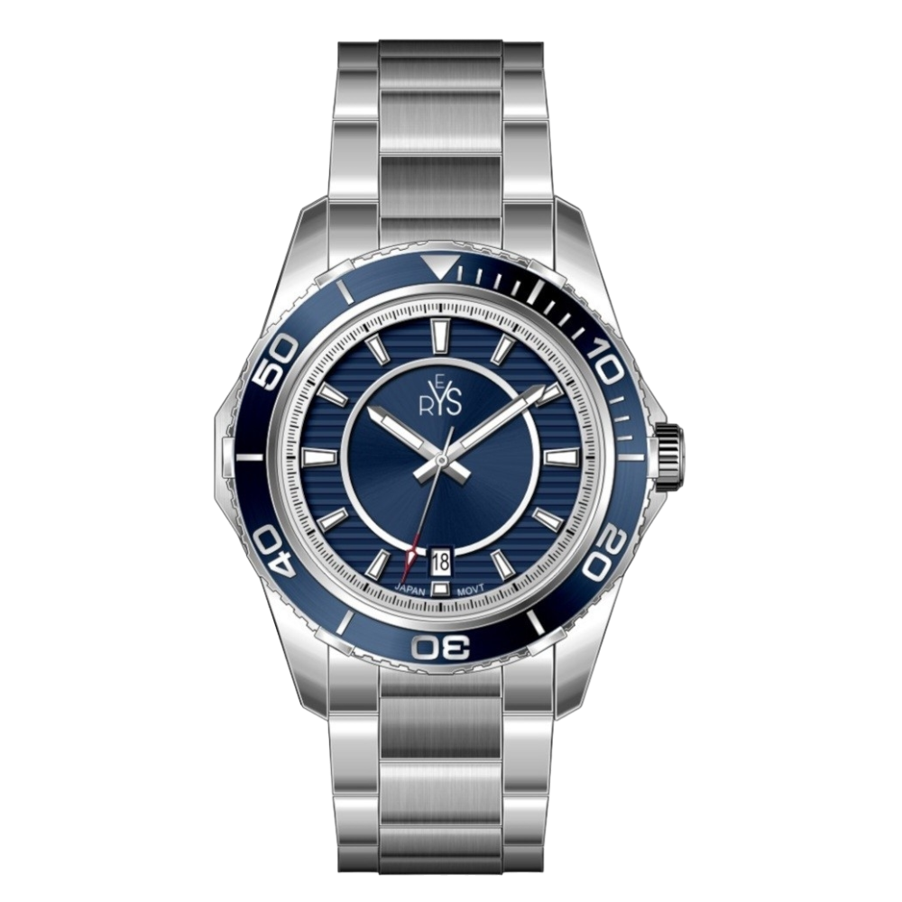 REYS WATCH WATCH-MEN-STAINLESS STEEL-SILVER AND BLUE R2024-SP
