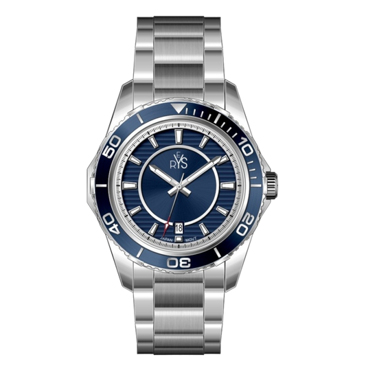 REYS WATCH WATCH-MEN-STAINLESS STEEL-SILVER AND BLUE R2024-SP