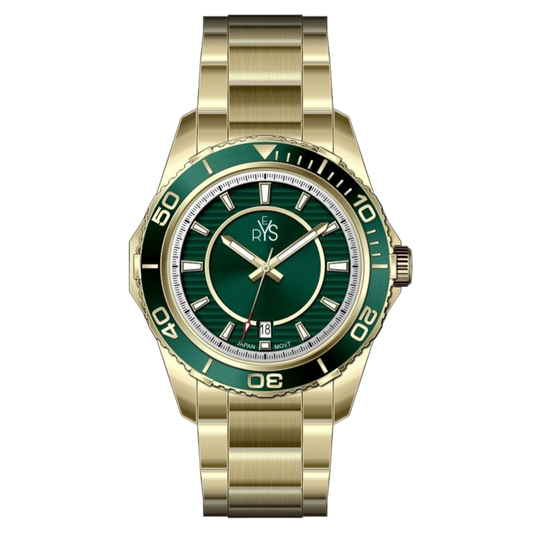 REYS WATCH WATCH-MEN-STAINLESS STEEL-GOLD AND GREEN R2024-GGN