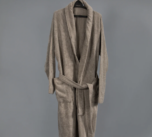 Bathrobe, Cotton - Dark beige