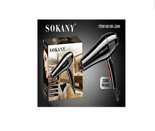 Sokany SK-2200 Professional Hair Dryer - 2200W Black
