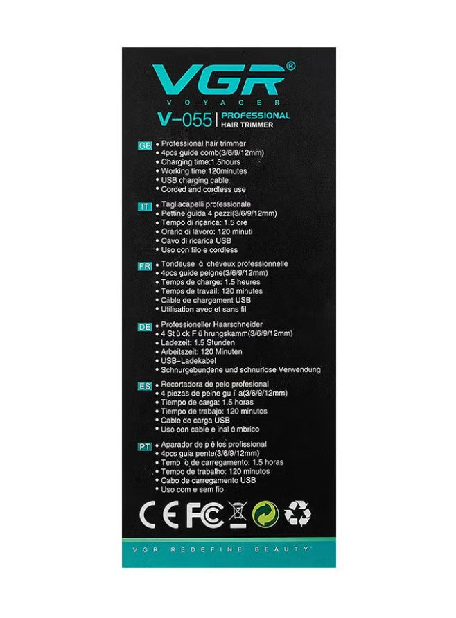 VGR Navigator V-055 USB Charging Men Hair Trimmer Black/Blue