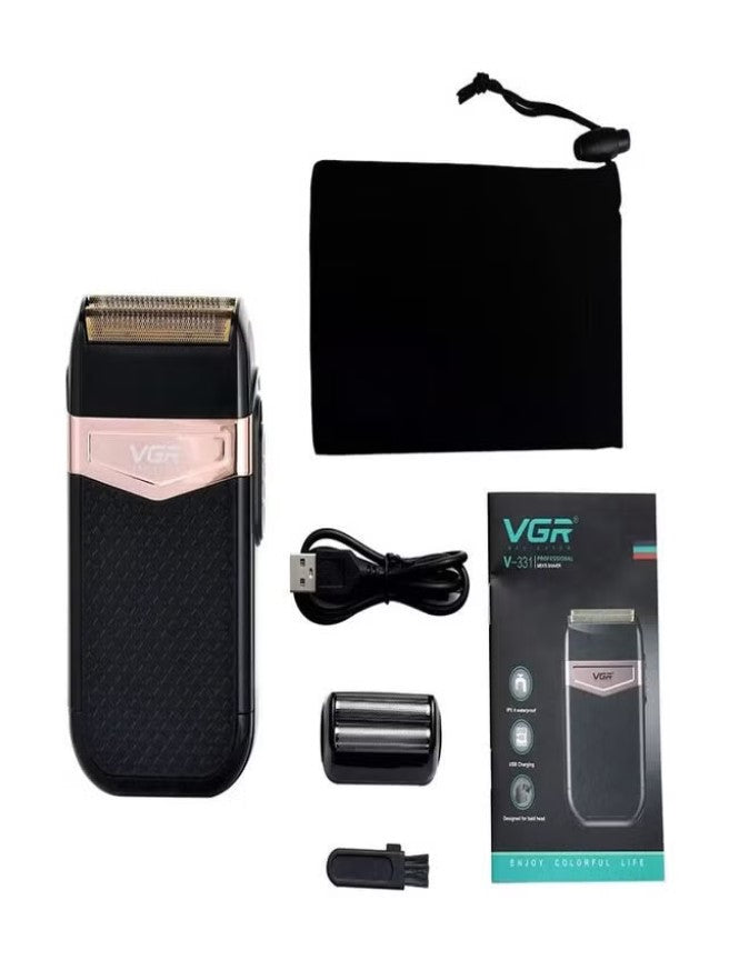 VGR V-331 Twin Blade Foil Shaver Beard Trimmer Professional Rechargeable Cordless Electric Shaver Razor Black/Rose Gold