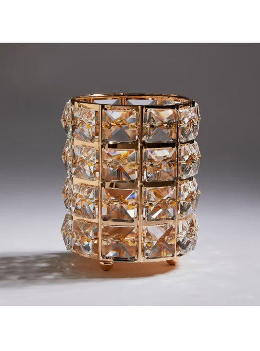 Generic Crystal Brush Holder And Gold Makeup Organizer