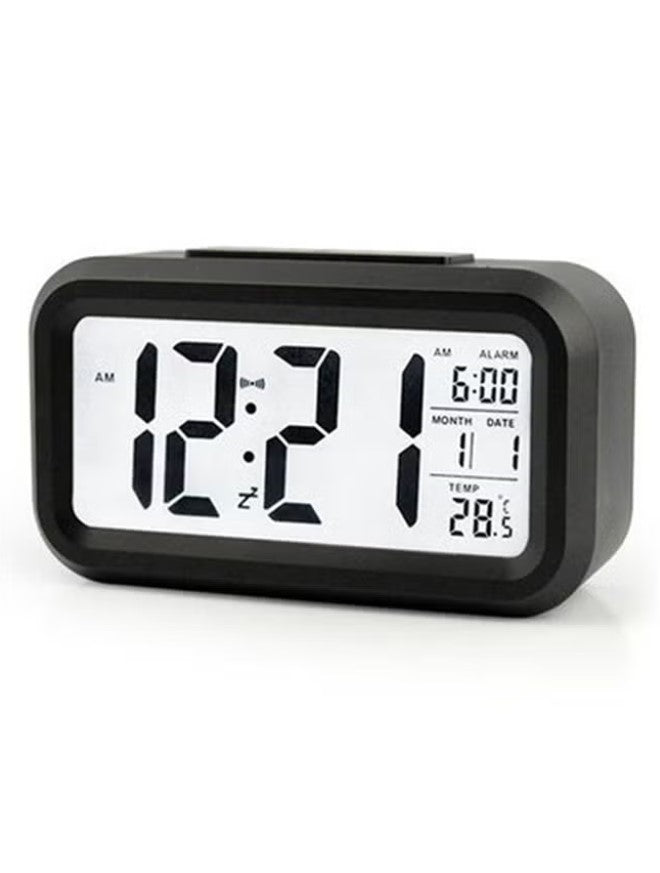 OUTAD LCD Digital Alarm Clock With Night Auto Sensitization And Temperature Display Black