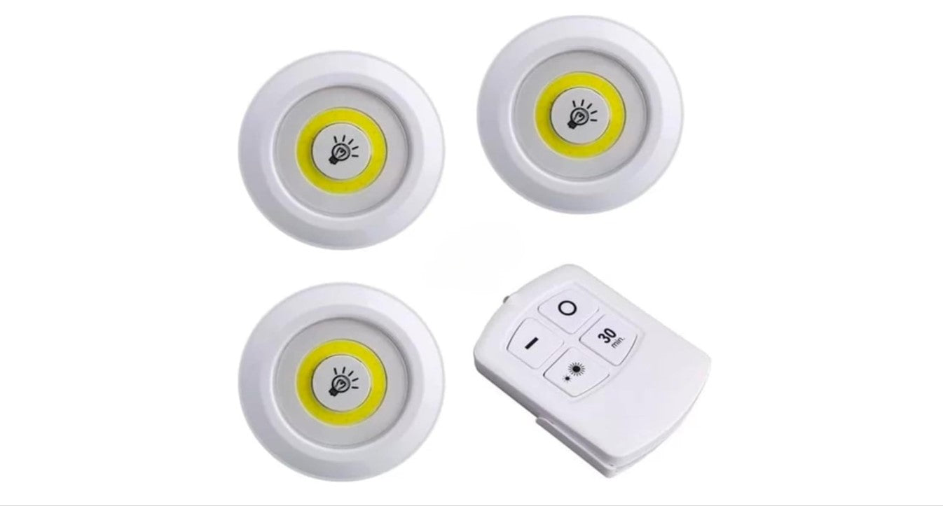 Generic Spot Led Circular Battery-Powered And Remote Control 3 Pieces Multicolour