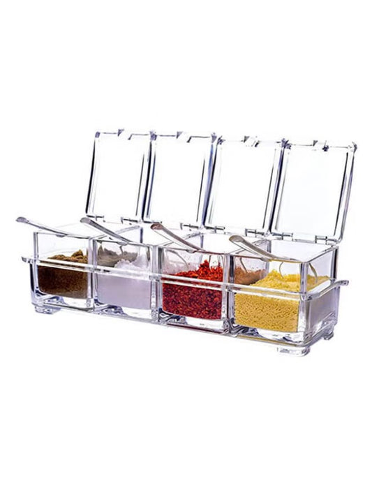 ZENHOME 4-Piece Acrylic Spice Container Set Clear