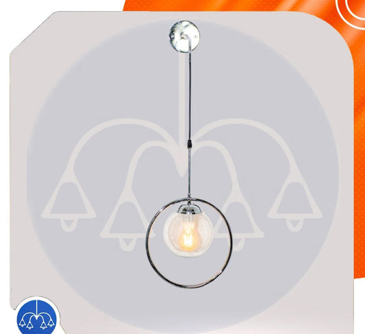 Round lamp with cable - shiny silver (code:389)