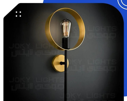 Single flame wall lamp – black * shiny gold – (code:570)