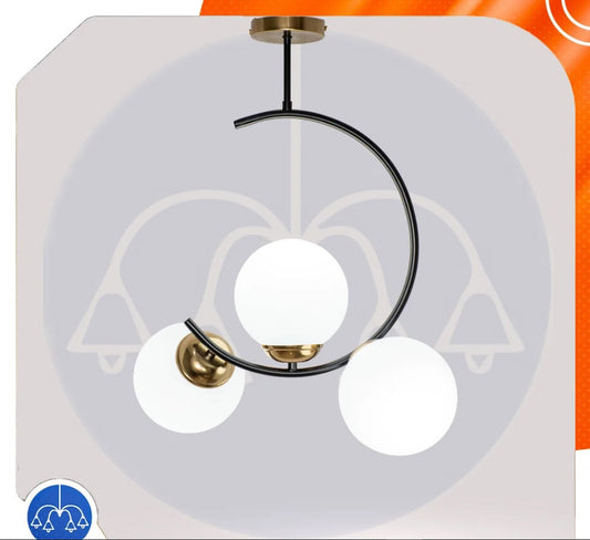 3 Club Crescent Pendant - Black*Gold - (code:397)