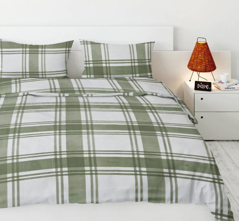 Printed, Duvet cover set - Green Plaid