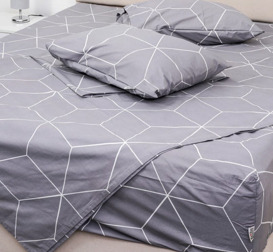 Printed, Fitted bed sheet set- Grid