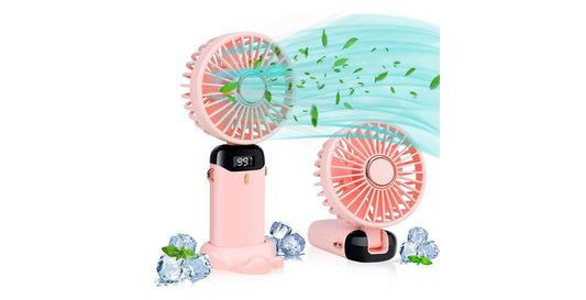 Portable Fan, Hand Held Fan Handheld Fan Rechargeable Portable Fan for Travel Personal Fan Handheld Foldable 5000mAh 5 Speeds for Travel/Camping/Outdoor/Office (Pink)