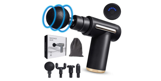 Muscle Massage Gun, Mini Massage Gun Professional Portable Massage Gun with Gun Low Noise Type C Charging 6 Speed 4 Massage Heads, Back and Neck Massager
