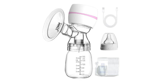 Portable Electric Breast Pump, Silent Single Breast Pump. 10 Breast Milk Fresh Bags, 3 Pumping Modes and 9 Intensity Levels, LED Display, Milk Pumping