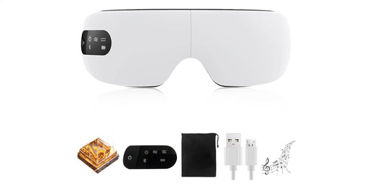 Eye Massager with Heat-Intelligent AI Voice-Bluetooth Music, 8-Mode of airbags Press Vibration Eye Masks ?for Relieve Eye Fatigue Black Eye Circles Dry Eyes Relaxing The Brain Sleep aid