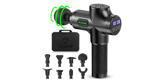 ALDOM Massage Gun: Neck, Shoulder, Back Massager - 6 Heads, 30 Speeds, Percussion & Kneading Therapy