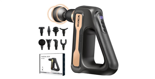 Massage Gun Deep Tissue Handheld with 32 Speed Levels 8 Massage Heads LCD Display Quiet Powerful Percussion Fascia Gun for Sports Pain Relief Fitness Recovery