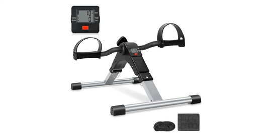 Uten Folding Pedal Exerciser, Mini Under Desk Exercise Bike Foot Hand Cycle Portable, Arm and Leg Exercise Peddler Machine with LCD Monitor