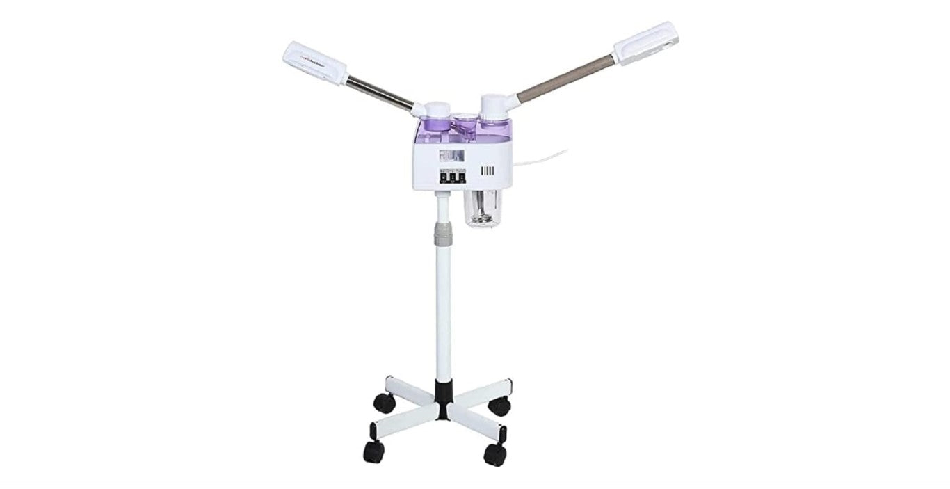 GL Enterprises 2 in 1 Hot & Cold Facial Steamer Machine,800W, Hot Mist Cold Mist,Double Tube,Ozone,Rolling Stand Base