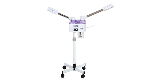 GL Enterprises 2 in 1 Hot & Cold Facial Steamer Machine,800W, Hot Mist Cold Mist,Double Tube,Ozone,Rolling Stand Base