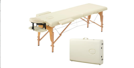 Portable Massage Table Professional Adjustable Folding Bed Portable Folding Massage Table - 2 Sections Massage Bed Spa Table with Carrying Bag, Face Cradle, Armrest & Hand Pallet - Easy Set Up