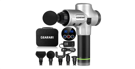 Massage Gun Deep Tissue,30 Speeds Handheld Muscle Massager,Musle Massage Gun with 6 Heads,Powerful Muscle Gun- LED Indicator Touch Screen (Gray)