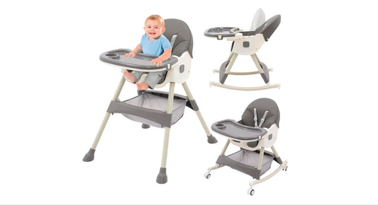 3 in 1 High Chair Baby Foldable High Chair Reclining Reclining Chair Adjustable Height with Table and Wheels