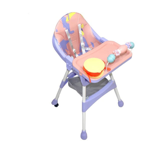 MuswannaA BAYBEE High Chair For Baby With Wheels and Table With Toys&Baby Food Storage Container for Feeding-Multicolor