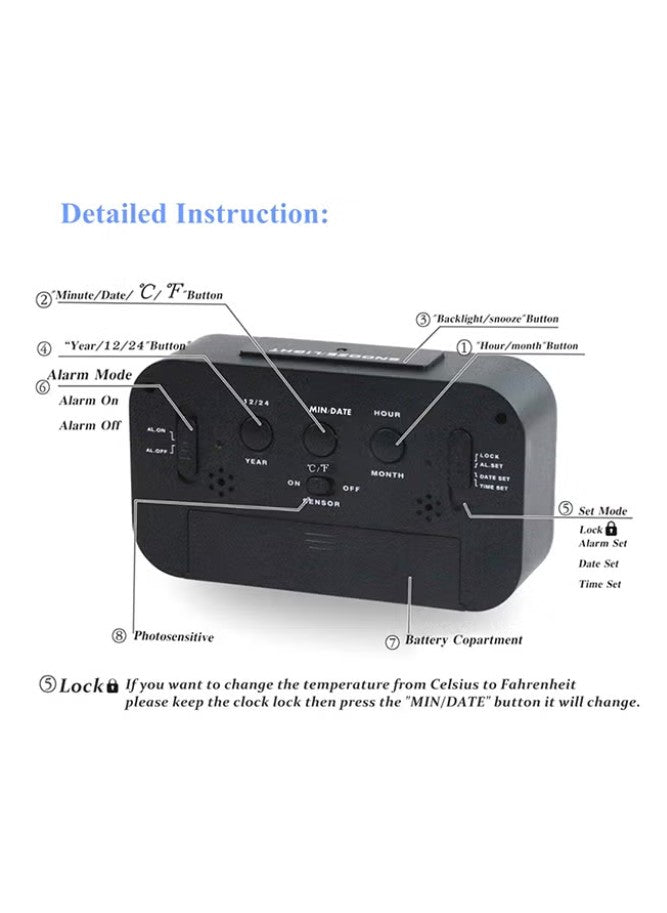 Generic Digital Alarm Clock Black/White