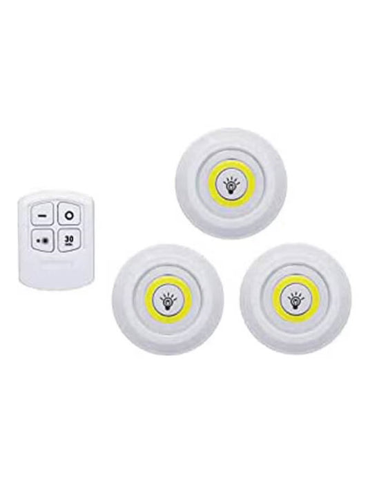 Aberio Under Cabinet Light Cob LED Puck Lights Closets Lights With Remote Control Anywhere For Wardrobe Bathroom Cabinets Trunk White