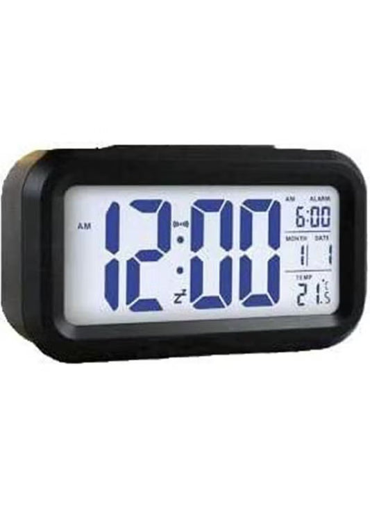 Generic Black Digital Alarm Clock Led Light Control Backlight Time Calendar Thermometer Multicolour