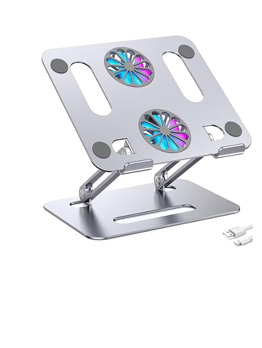 Portable Aluminum Laptop Holder, with Cooling Fan,Adjustable Ergonomic Laptop Stand