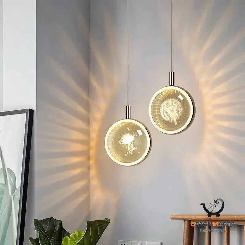 Shiny golden circular glass gazelle pendant (code:642)