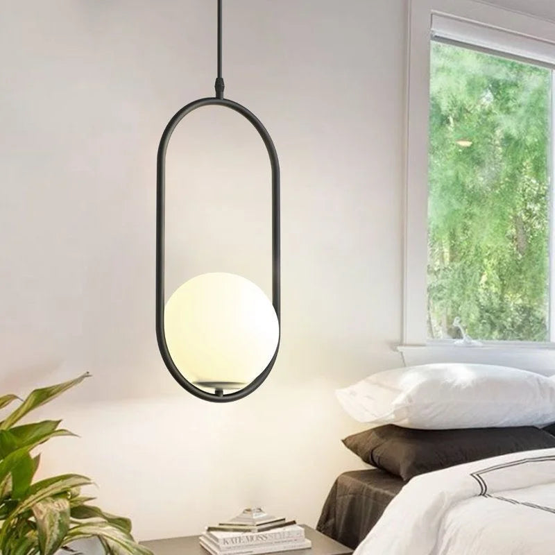 Single oval pendant - black - (code:258)