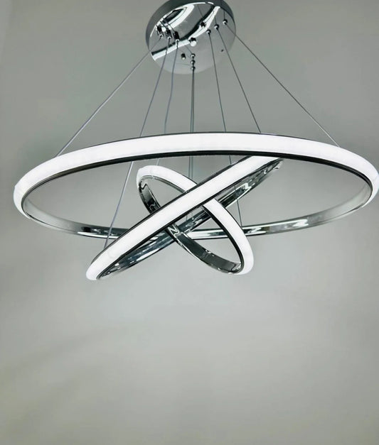 Round led chandelier -Shiny silver - Code : 236
