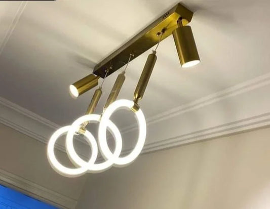 ‎Triple LED Chandelier – Shiny Gold – (Code:426)‎