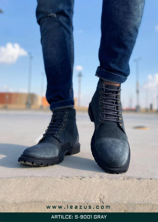 Leather Halfboot – S-9001 Gray