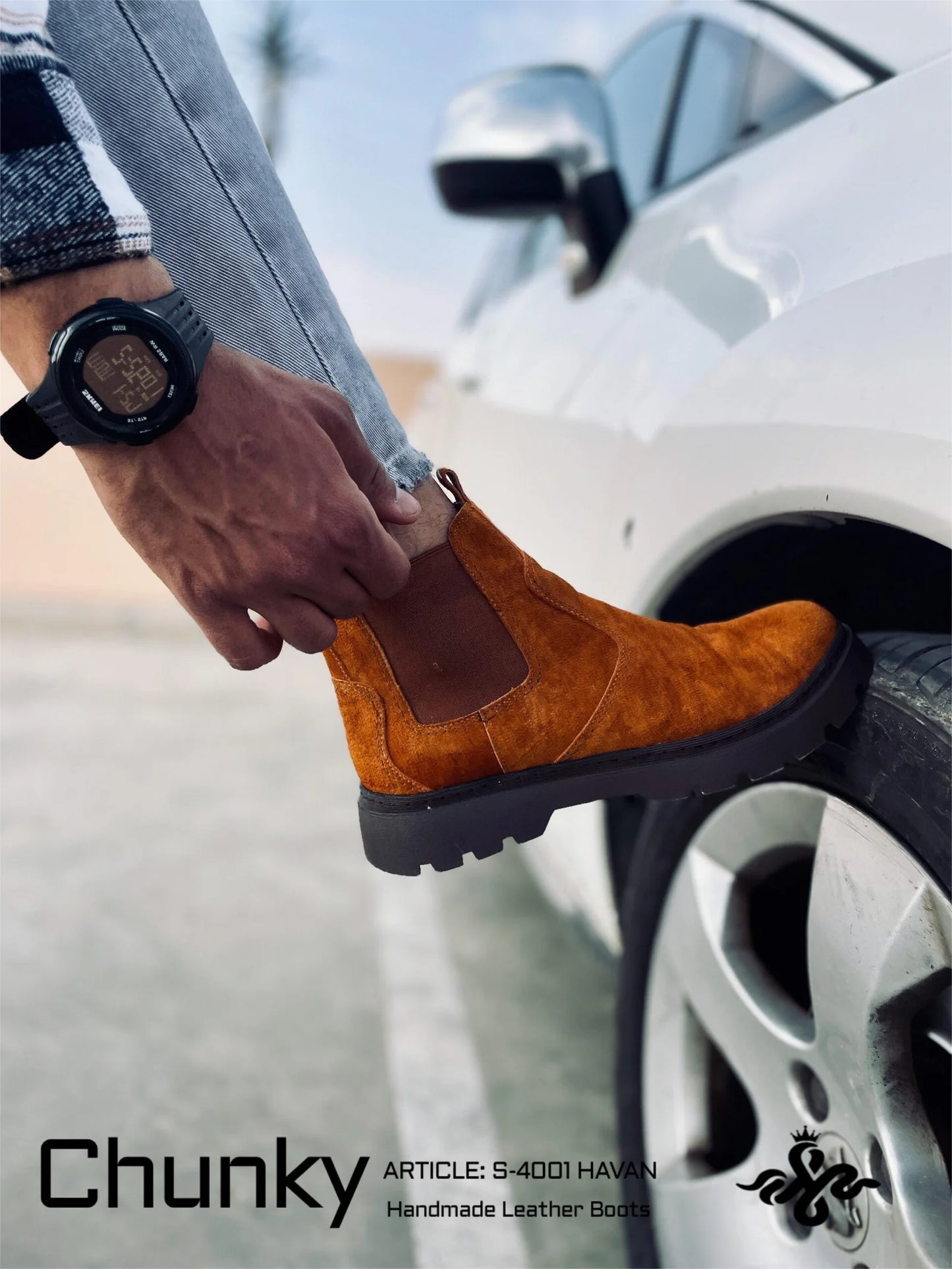 Leather Chunky Boot – S-4001 HAVAN
