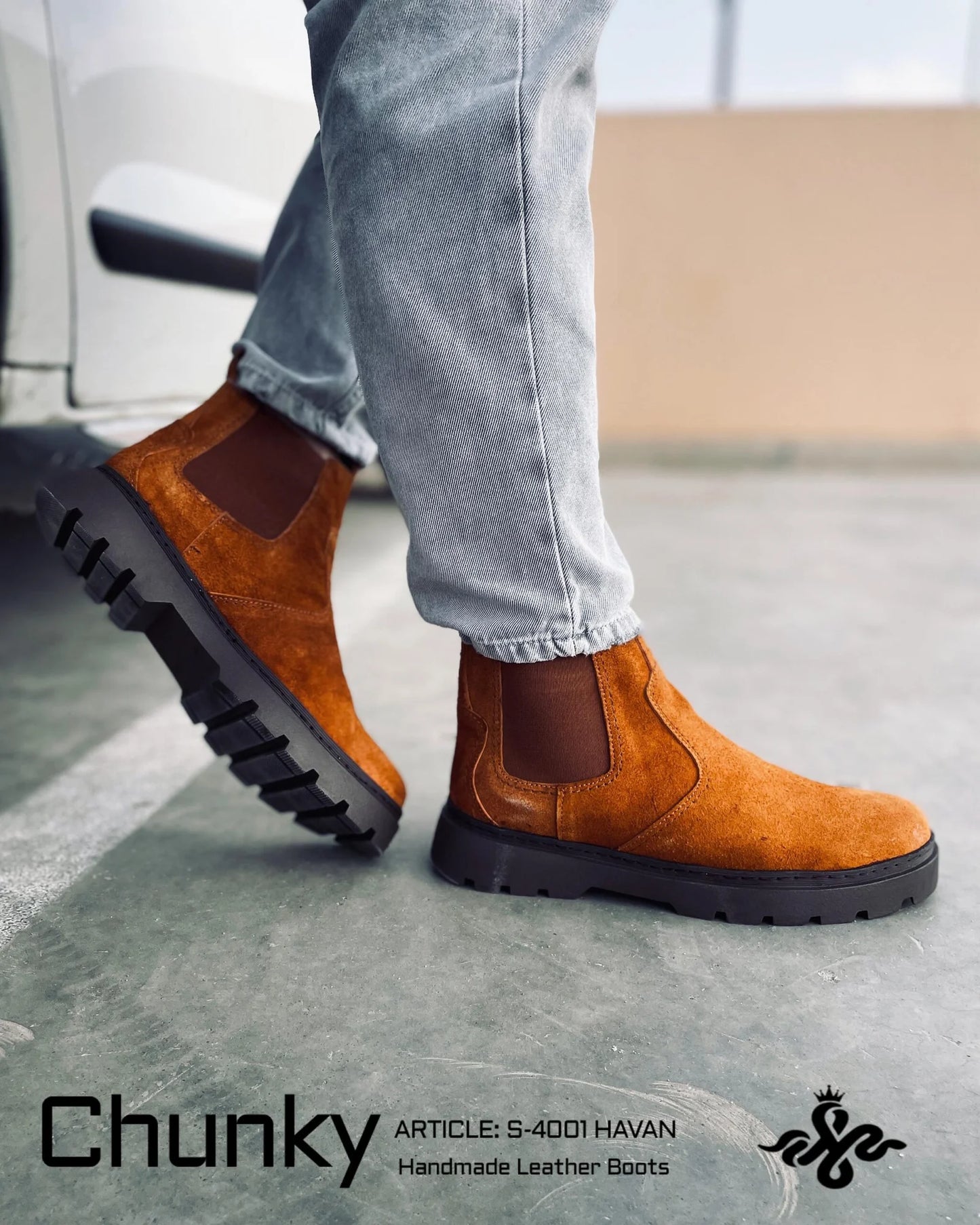 Leather Chunky Boot – S-4001 HAVAN