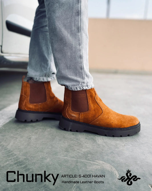 Leather Chunky Boot – S-4001 HAVAN