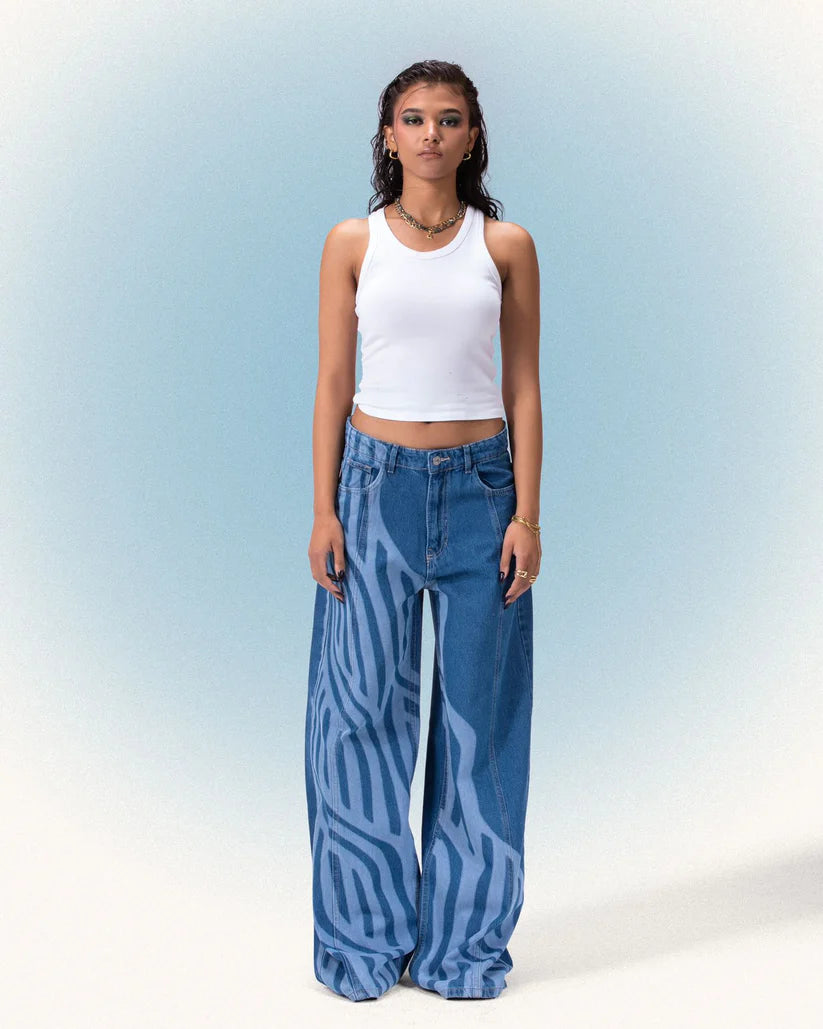 WAVES WIDE JEANZ  BLUE