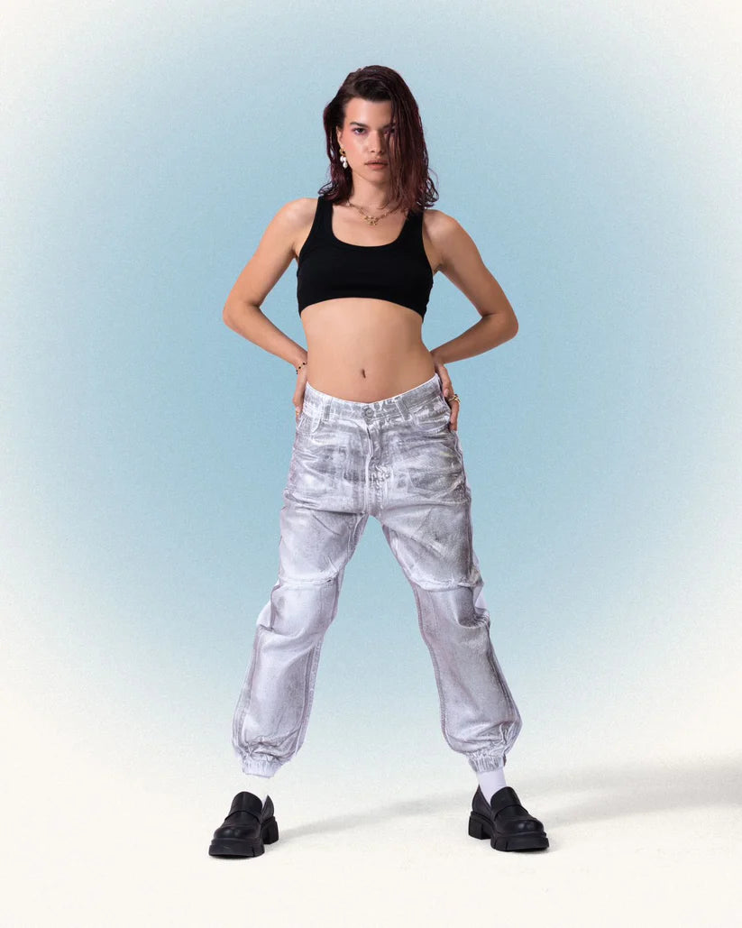 METALIC WHITE JEANZ4064