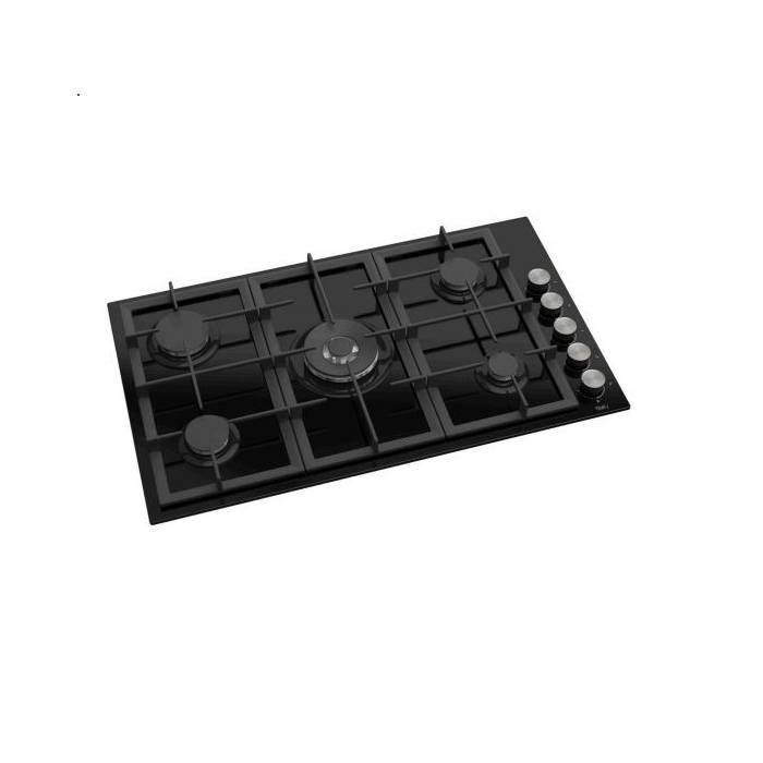 TEVA Built-In Gas Hob, 90 CM, German Black Glass, 8 ML, 5 Burners, Turkey BL225