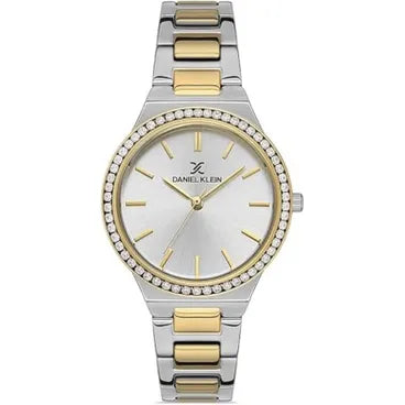 Daniel klien Classic Watch With Stainless Steel Strap For Women Analog 34 mm Silver Gold - DK.1.13215-3