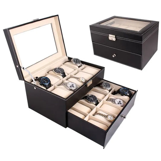 20 SLOT LEATHER WATCH ORGANIZER