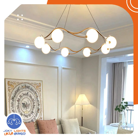 ‎Chandelier 8 Club Round Zigzag – Gold Gloss – (Code:060)‎