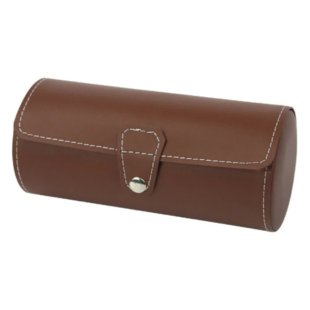 3 SLOT LEATHER WATCH ORGANIZER BROWN