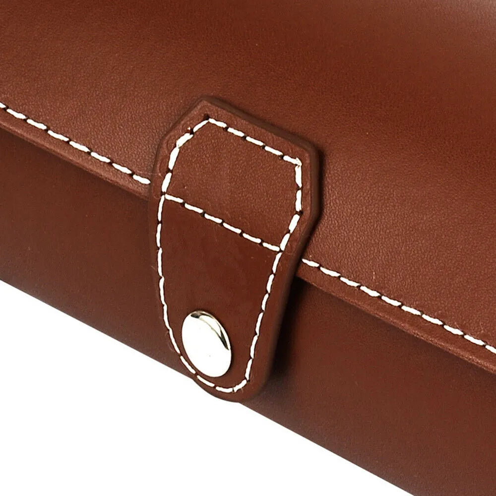 3 SLOT LEATHER WATCH ORGANIZER BROWN