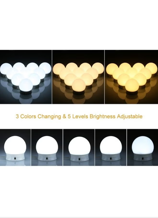 Generic 10-Piece LED Vanity Dimmable Mirror Light Kit White 20x14x5.7cm